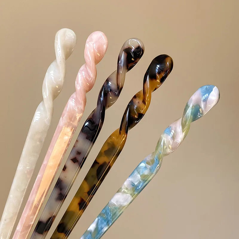 Vintage Chinese Style Hair Sticks for Women Girls Fashion Acetate Chopstick Shaped Hair Clips Pins Jewelry Hair Accessories 2030