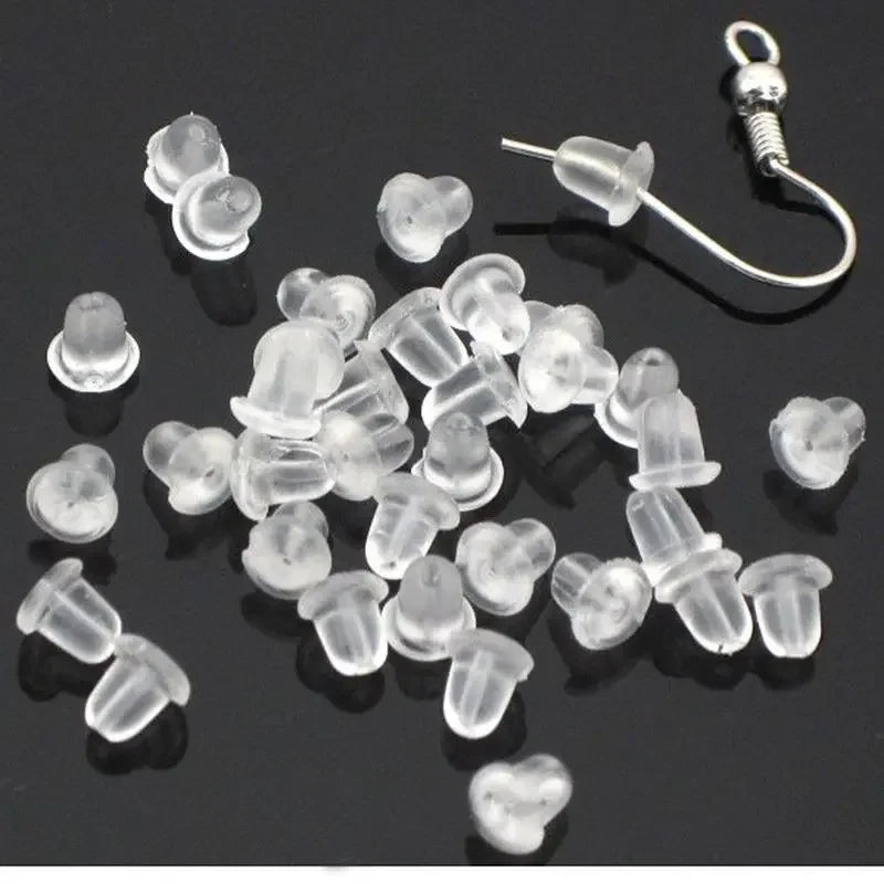 500pcs with Box Soft Rubber Ear Plugs transparent Earring Back Stopper Studs for Stud Earrings DIY Silicone Plug Back 2035