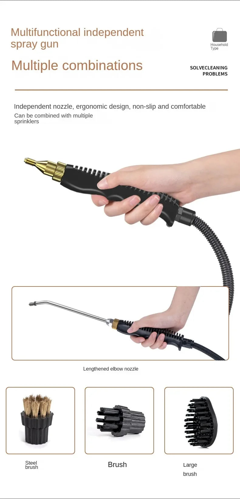 High Pressure Steam Cleaner for Home Kitchen 2500W Handheld Cleaning Machine Steam Cleaner for Car Auto