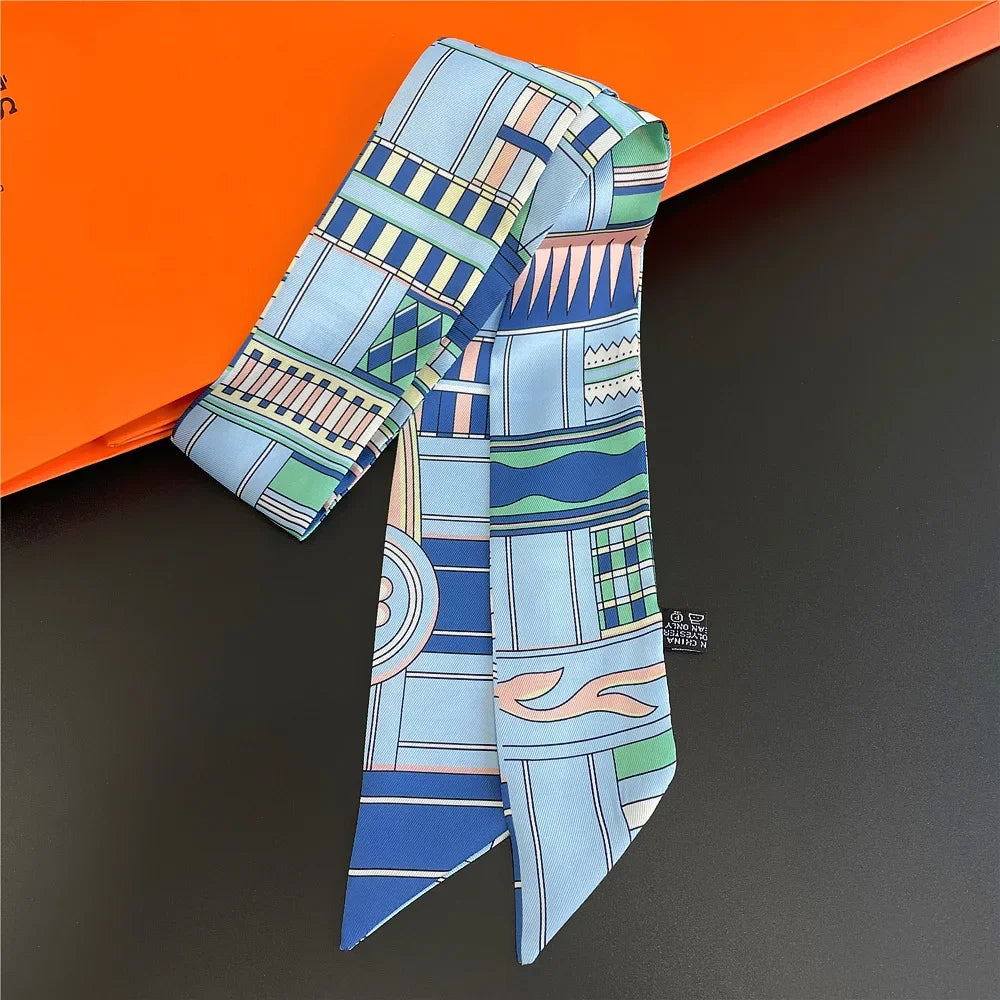 Gorgeous Saddle Print Summer Scarf 2023 Brand Design Women Skinny Bag Scarves Hair Band Neck Silk Scarf Ladies Foulard Headband