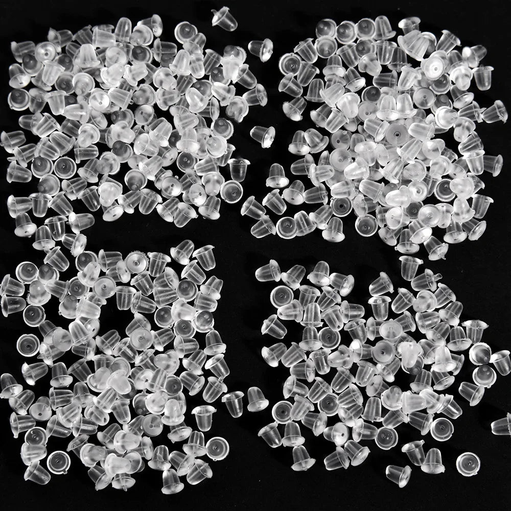 500pcs with Box Soft Rubber Ear Plugs transparent Earring Back Stopper Studs for Stud Earrings DIY Silicone Plug Back 2035
