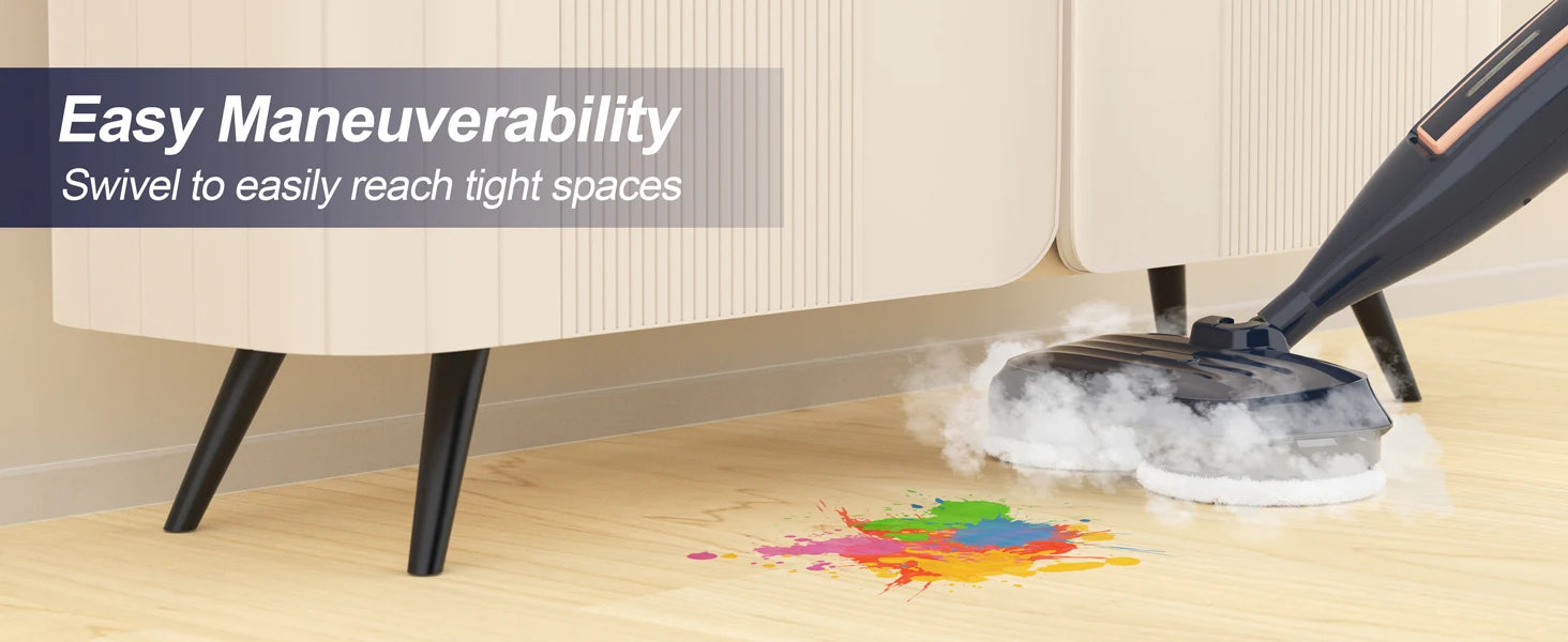 Steam Mop Cleaner with Rotating Mop Pad 10 in 1 Lightweight Spin Mop 1300W Powerful Floor Steamer for Home Hardwood Laminate VM6