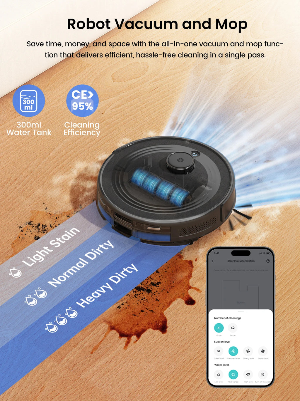 Lefant M2 Pro Robot Vacuum with Mop,Self-Emptying, 6000Pa , DTOF Laser Navigation, PSD Obstacle Avoidance, Wi-fi/Alexa Control