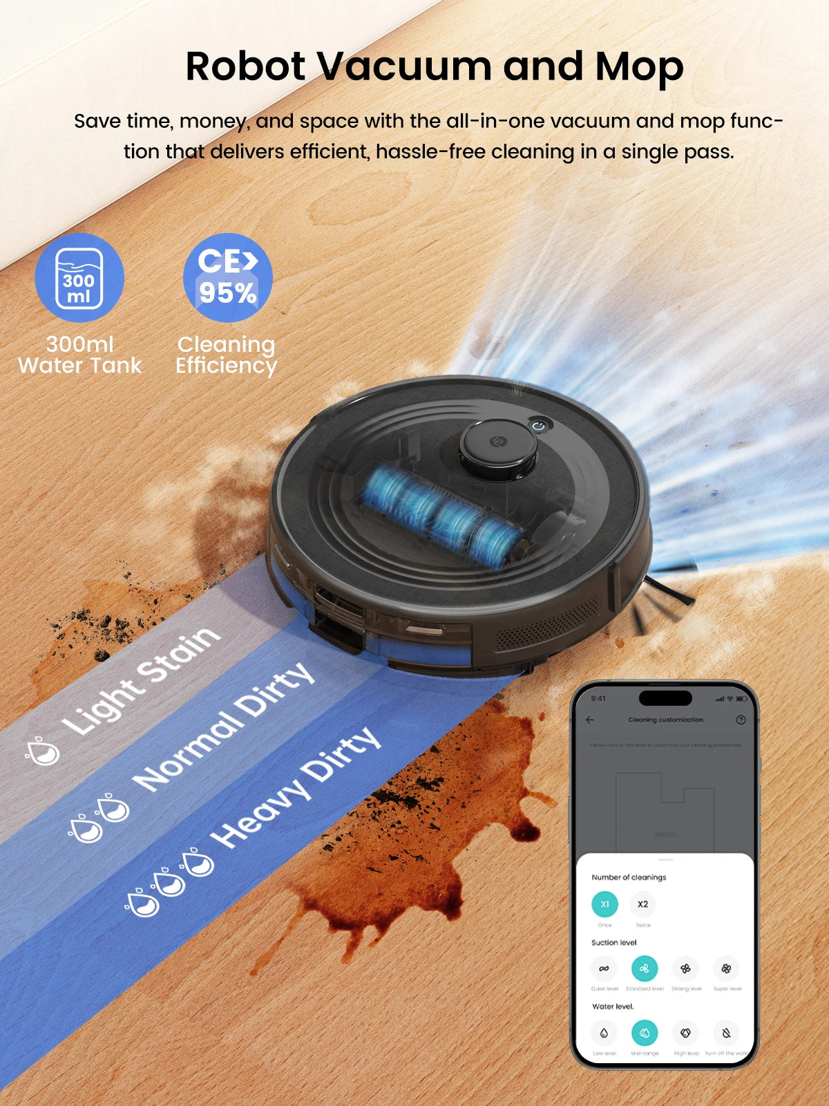 Lefant M2 Pro Robot Vacuum with Mop,Self-Emptying, 6000Pa , DTOF Laser Navigation, PSD Obstacle Avoidance, Wi-fi/Alexa Control