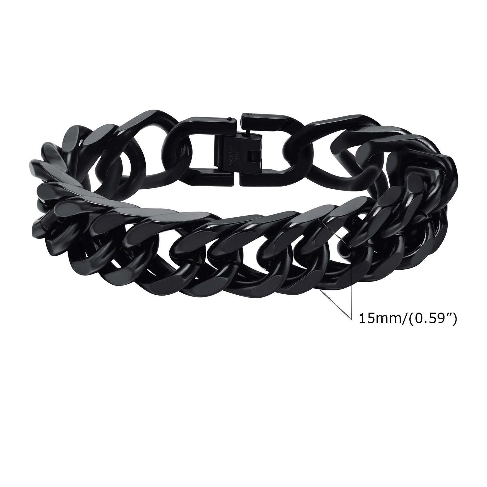 Stylish Double Curb Chain Bracelets for  Boys,8/10/12/15mm Stainless Steel Miami Link Wristband,Punk Jewelry Gifts