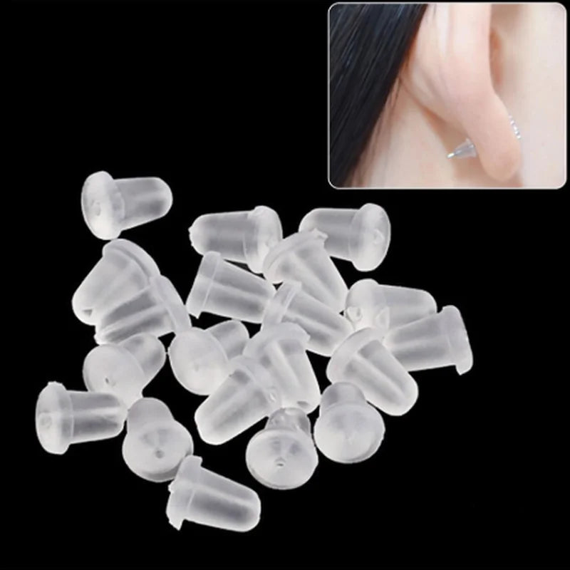 500pcs with Box Soft Rubber Ear Plugs transparent Earring Back Stopper Studs for Stud Earrings DIY Silicone Plug Back 2035