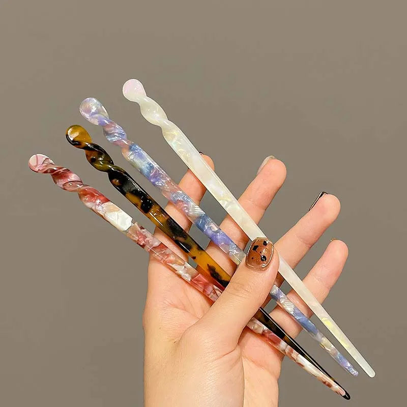 Vintage Chinese Style Hair Sticks for Women Girls Fashion Acetate Chopstick Shaped Hair Clips Pins Jewelry Hair Accessories 2030