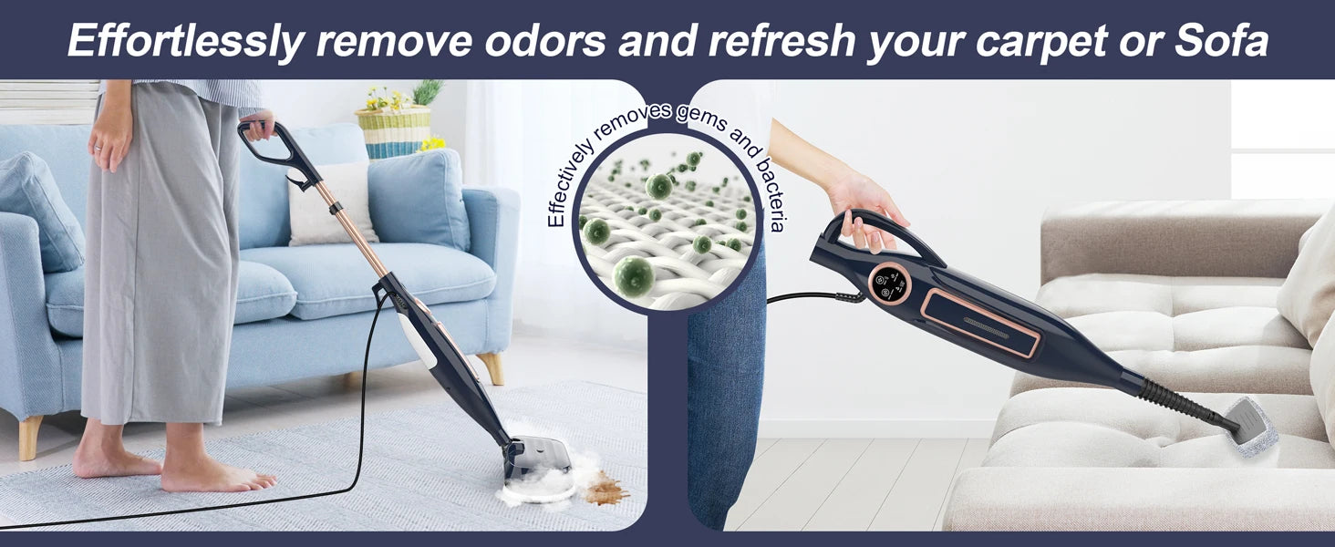 Steam Mop Cleaner with Rotating Mop Pad 10 in 1 Lightweight Spin Mop 1300W Powerful Floor Steamer for Home Hardwood Laminate VM6