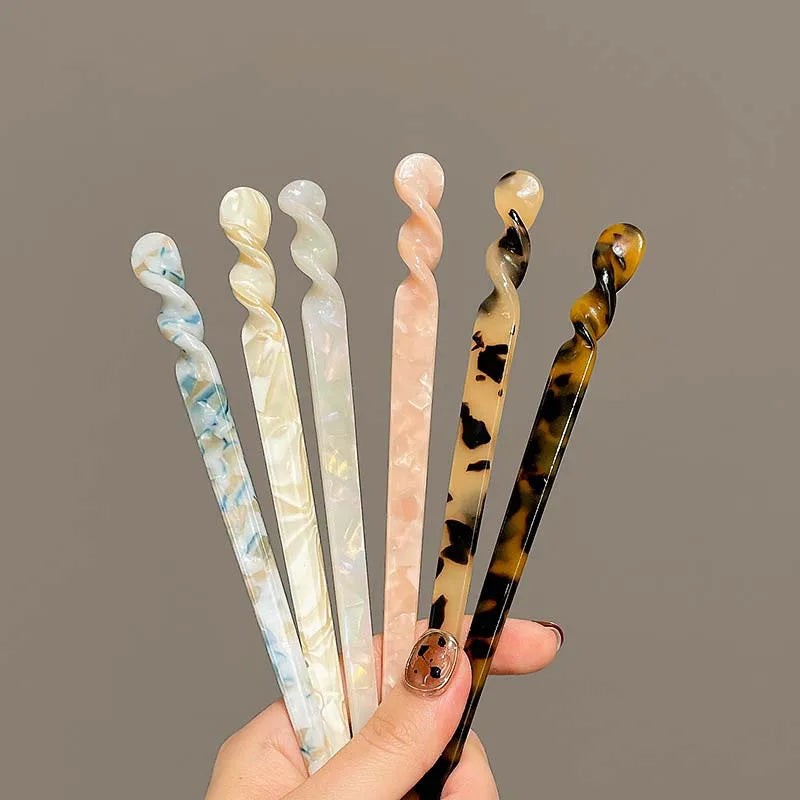 Vintage Chinese Style Hair Sticks for Women Girls Fashion Acetate Chopstick Shaped Hair Clips Pins Jewelry Hair Accessories 2030