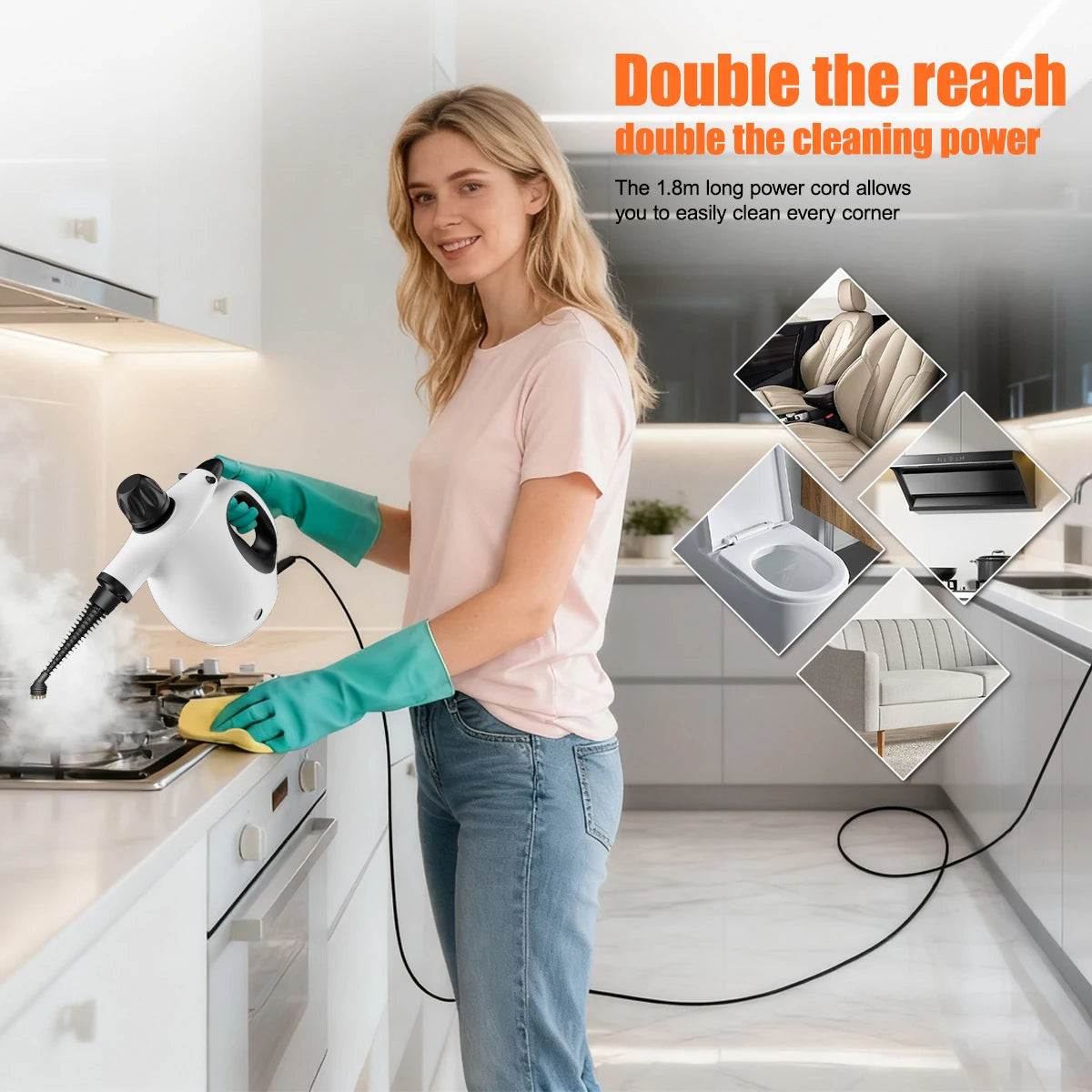 Household steam cleaners portable handheld kitchen range hood degreasers multi-surface bathroom floor, glass and car cleaners