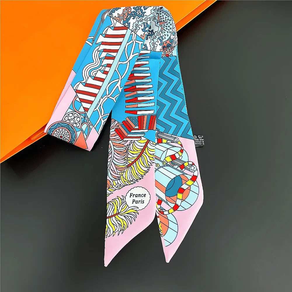 Gorgeous Saddle Print Summer Scarf 2023 Brand Design Women Skinny Bag Scarves Hair Band Neck Silk Scarf Ladies Foulard Headband