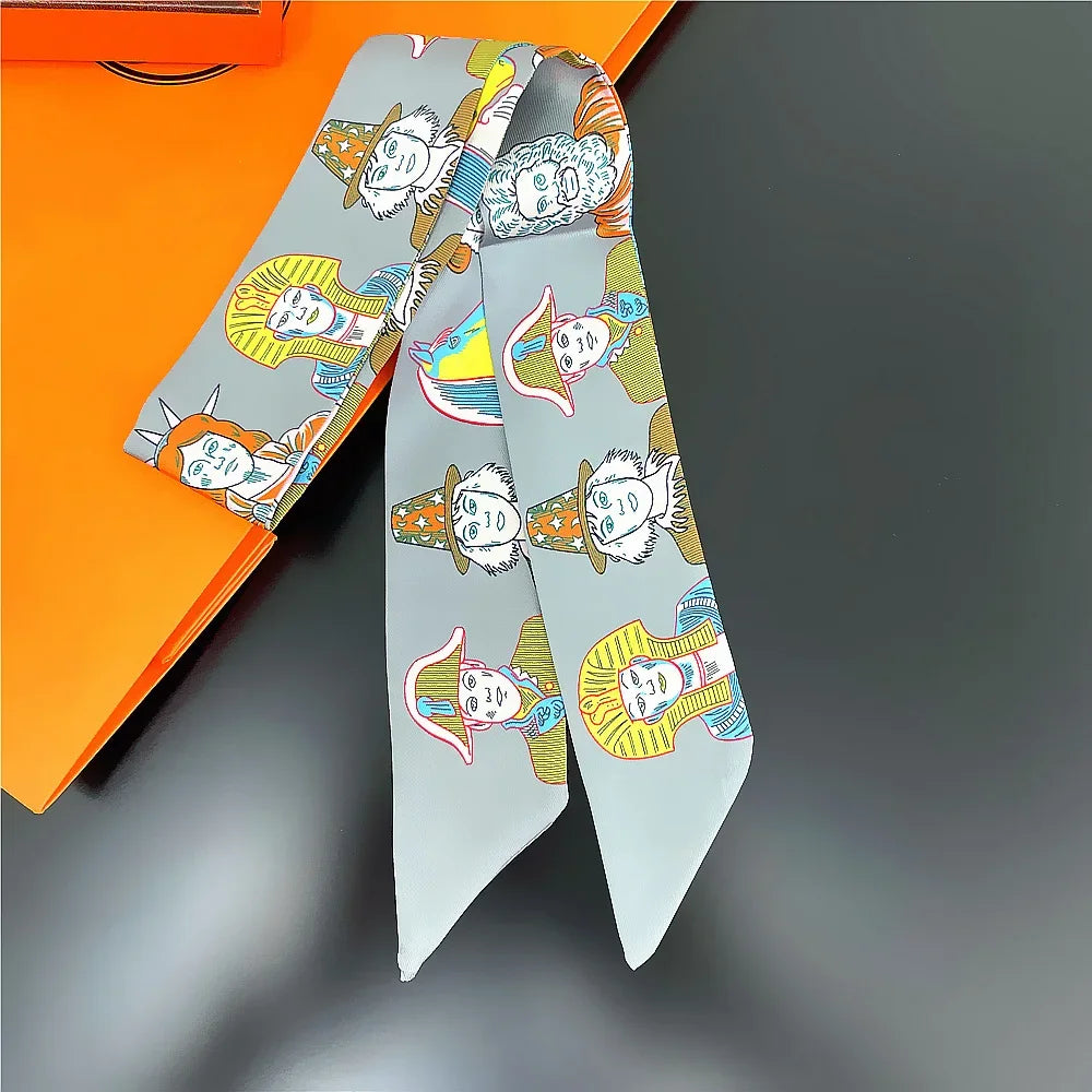 Gorgeous Saddle Print Summer Scarf 2023 Brand Design Women Skinny Bag Scarves Hair Band Neck Silk Scarf Ladies Foulard Headband
