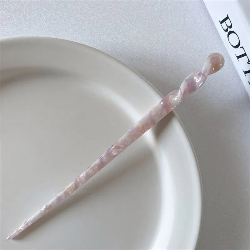 Vintage Chinese Style Hair Sticks for Women Girls Fashion Acetate Chopstick Shaped Hair Clips Pins Jewelry Hair Accessories 2030