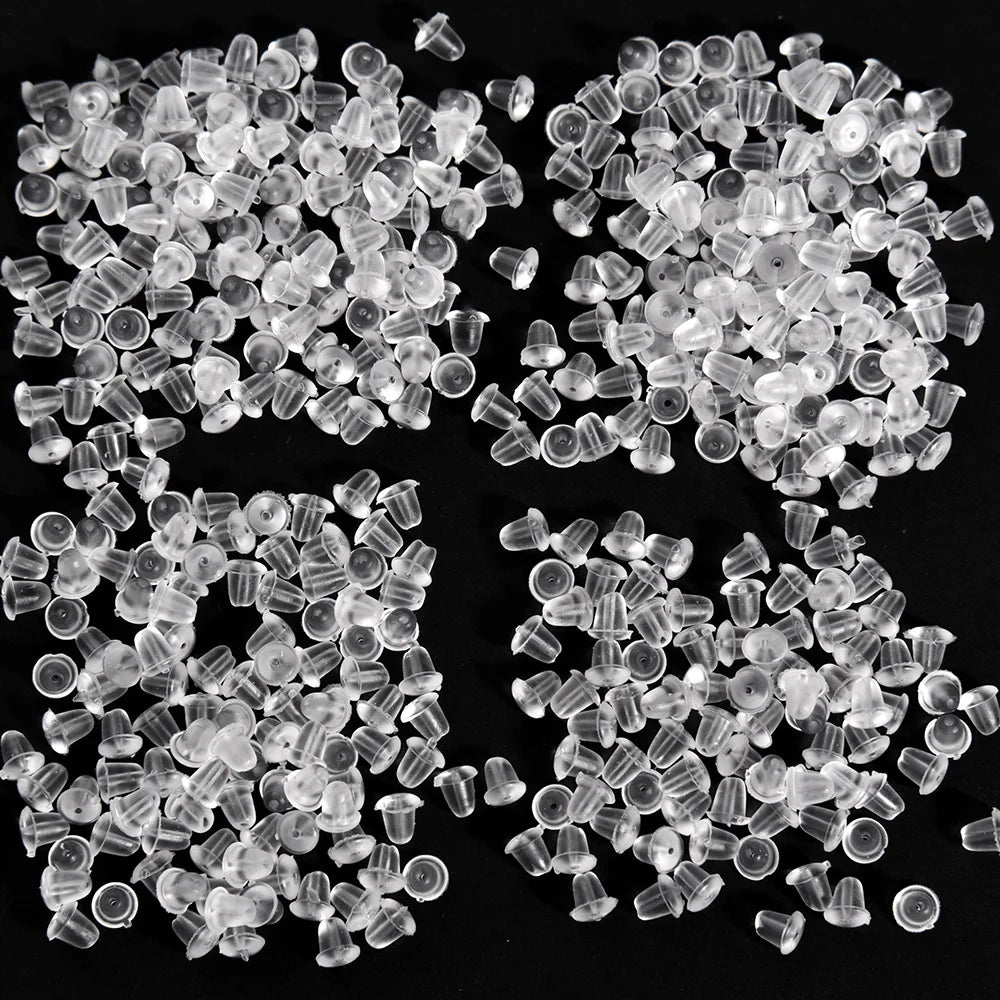 500pcs with Box Soft Rubber Ear Plugs transparent Earring Back Stopper Studs for Stud Earrings DIY Silicone Plug Back 2035