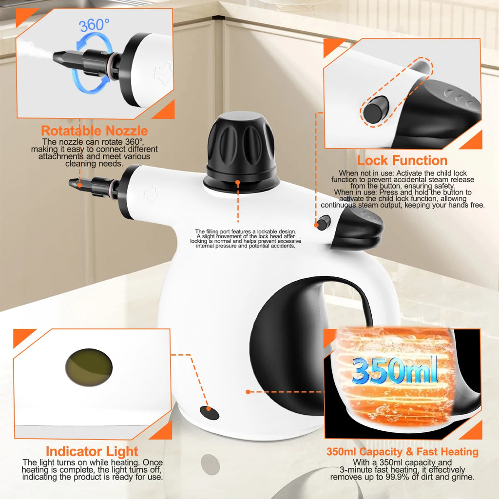 Household steam cleaners portable handheld kitchen range hood degreasers multi-surface bathroom floor, glass and car cleaners