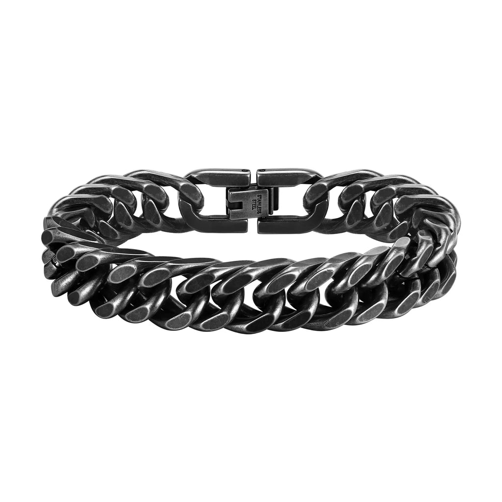 Stylish Double Curb Chain Bracelets for  Boys,8/10/12/15mm Stainless Steel Miami Link Wristband,Punk Jewelry Gifts