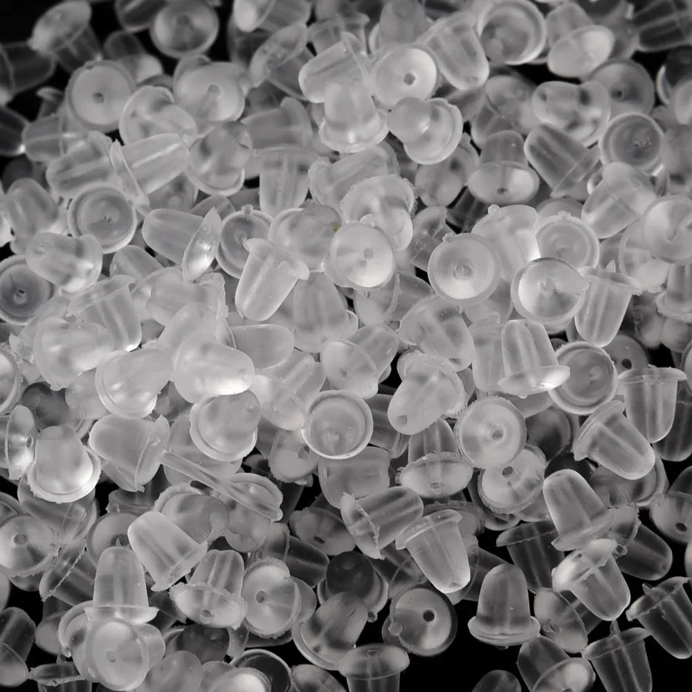 500pcs with Box Soft Rubber Ear Plugs transparent Earring Back Stopper Studs for Stud Earrings DIY Silicone Plug Back 2035