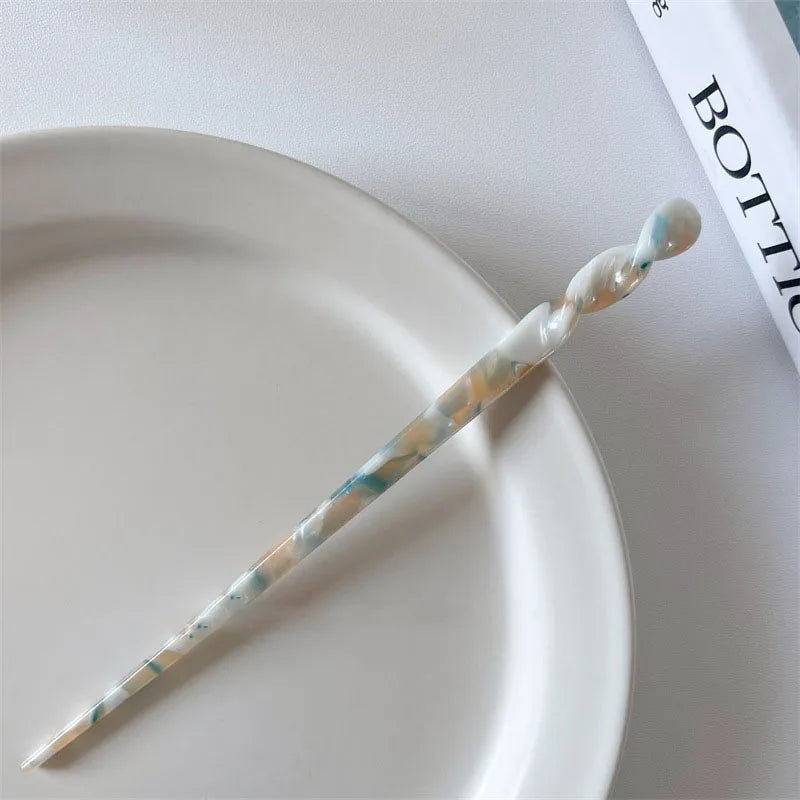 Vintage Chinese Style Hair Sticks for Women Girls Fashion Acetate Chopstick Shaped Hair Clips Pins Jewelry Hair Accessories 2030