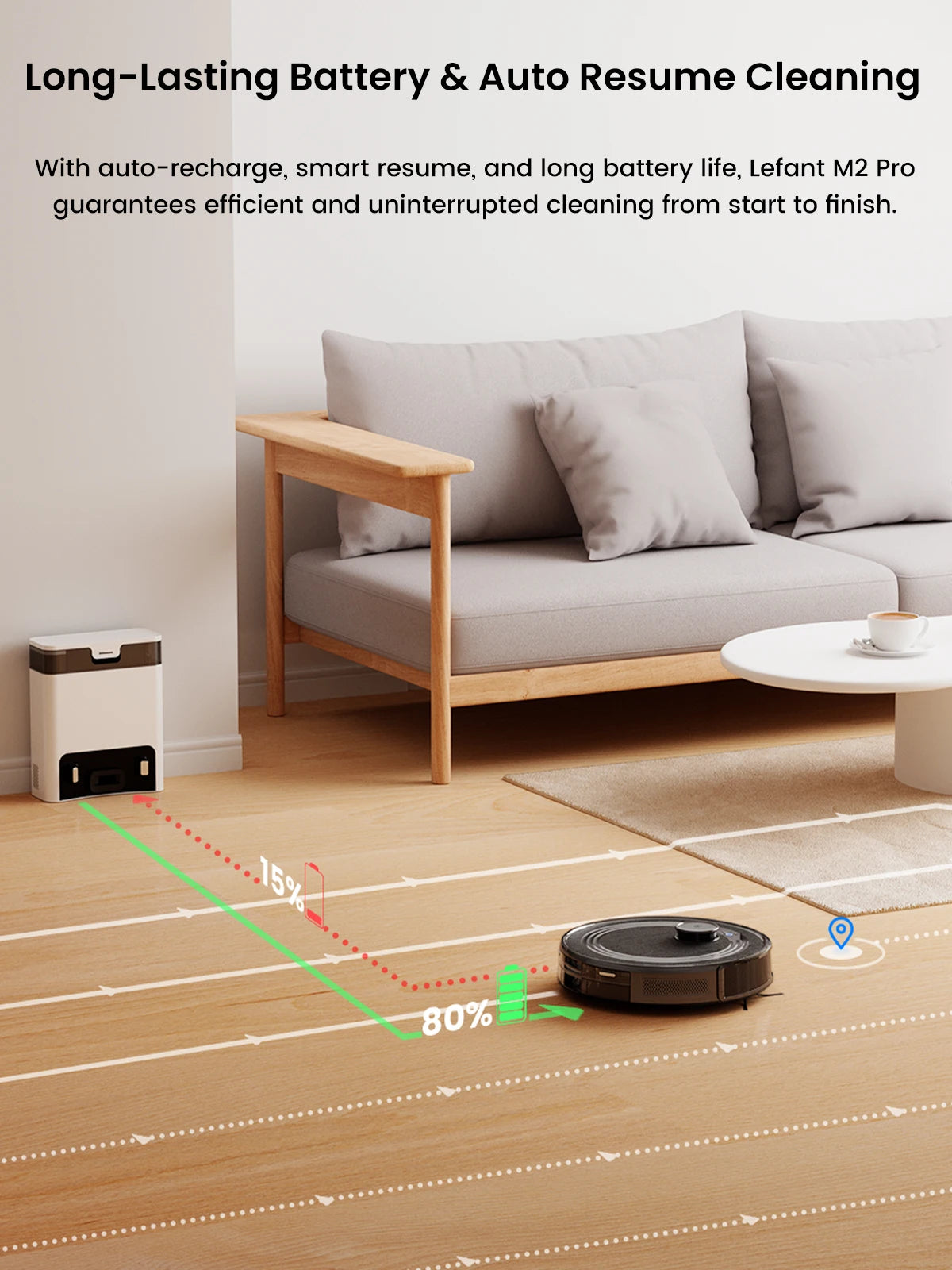 Lefant M2 Pro Robot Vacuum with Mop,Self-Emptying, 6000Pa , DTOF Laser Navigation, PSD Obstacle Avoidance, Wi-fi/Alexa Control