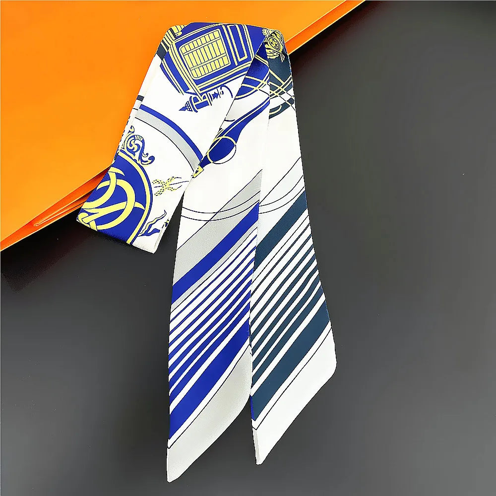 Gorgeous Saddle Print Summer Scarf 2023 Brand Design Women Skinny Bag Scarves Hair Band Neck Silk Scarf Ladies Foulard Headband