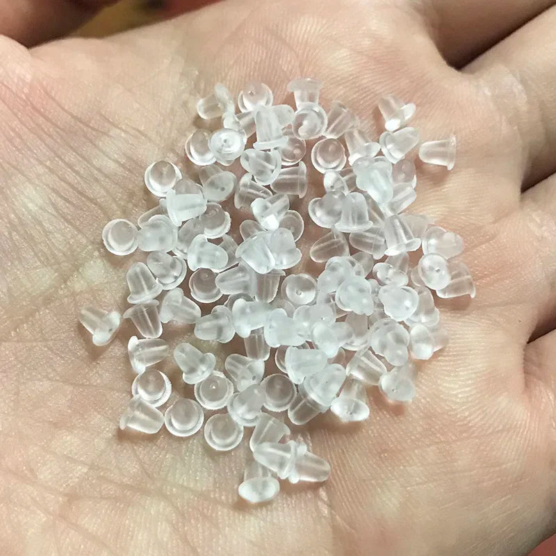 500pcs with Box Soft Rubber Ear Plugs transparent Earring Back Stopper Studs for Stud Earrings DIY Silicone Plug Back 2035