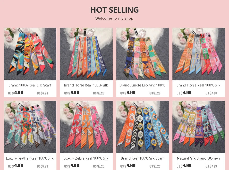 Gorgeous Saddle Print Summer Scarf 2023 Brand Design Women Skinny Bag Scarves Hair Band Neck Silk Scarf Ladies Foulard Headband