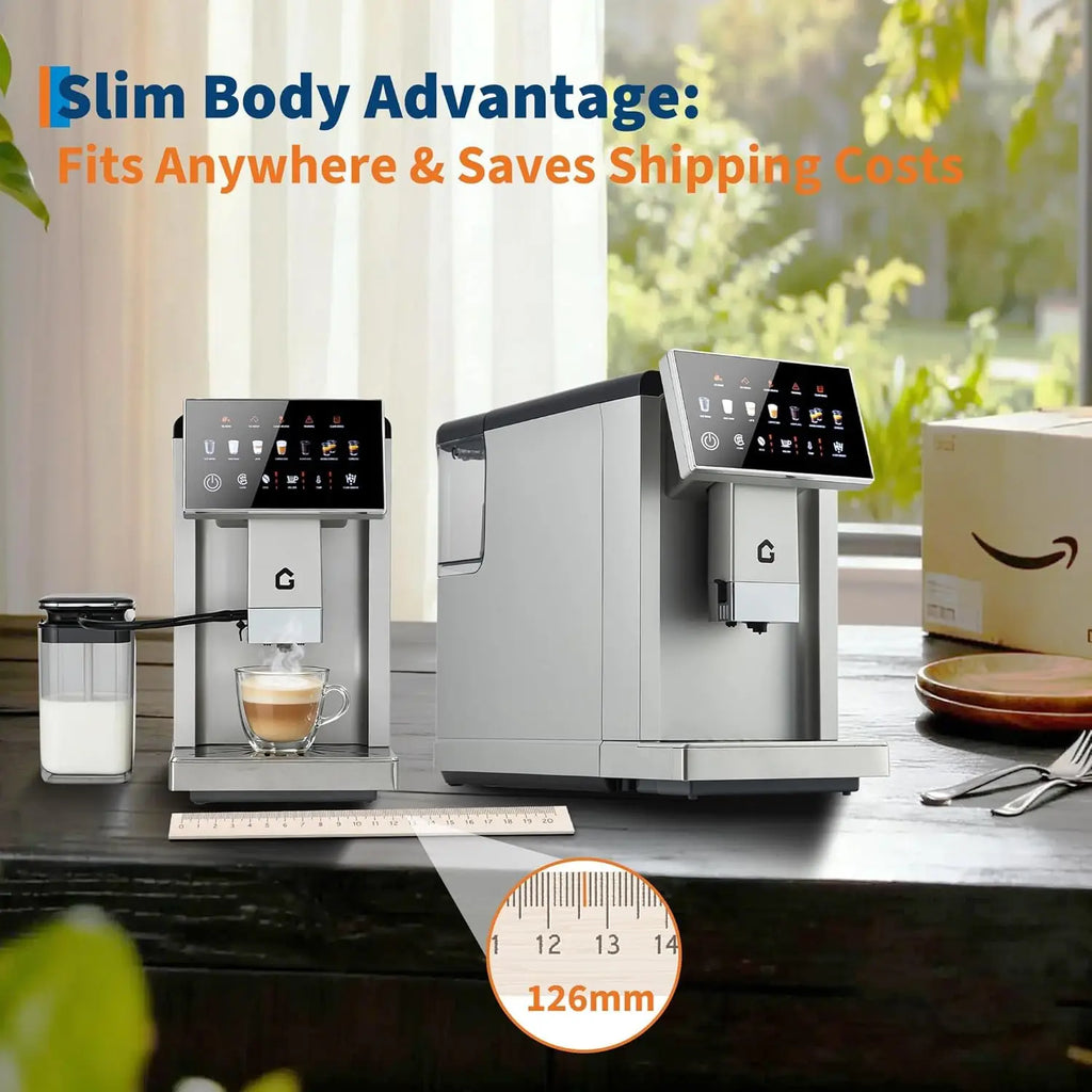3rd-Gen Espresso Coffee Maker with Milk Frother - Removable Brewer & Grinder, Adjustable Coarseness/Flavor, Detachable Milk Tank