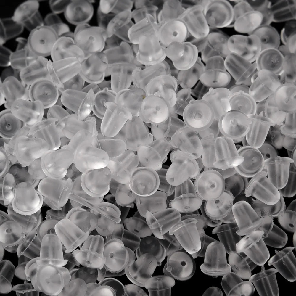 500pcs with Box Soft Rubber Ear Plugs transparent Earring Back Stopper Studs for Stud Earrings DIY Silicone Plug Back 2035