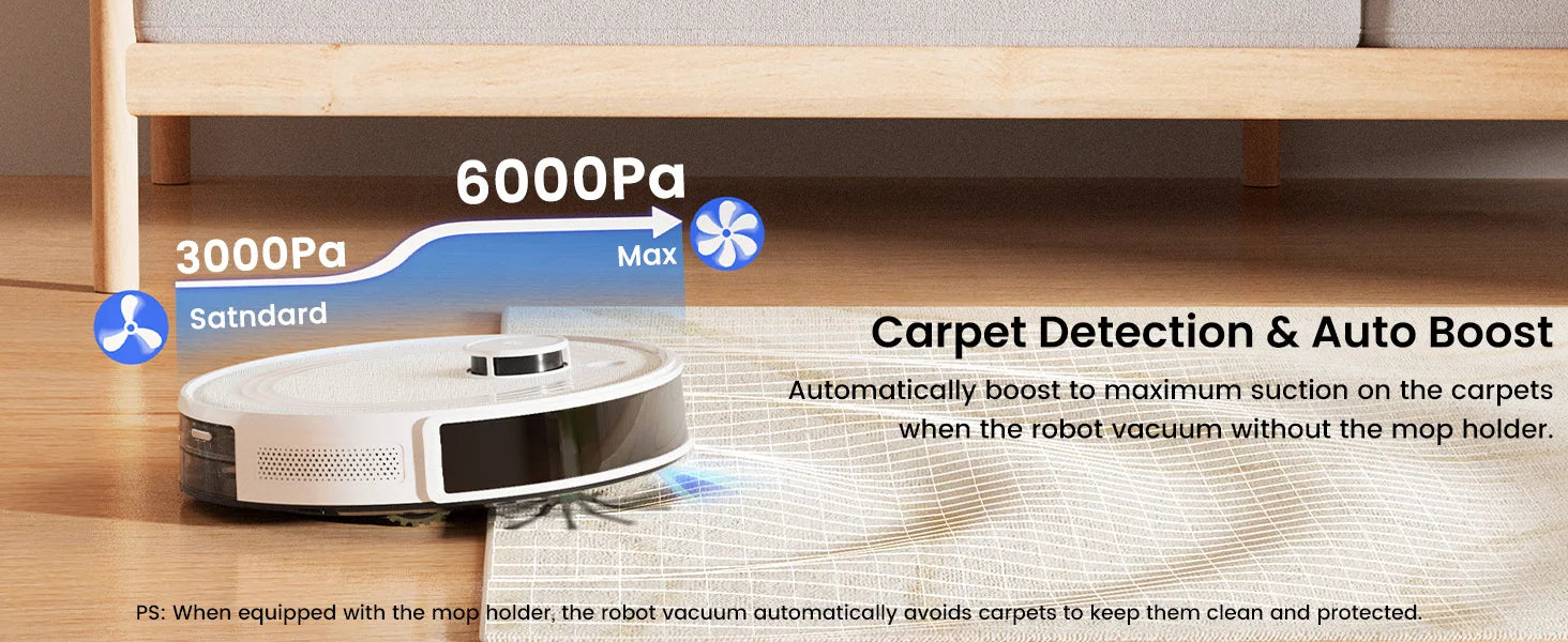 Lefant M2 Pro Robot Vacuum with Mop,Self-Emptying, 6000Pa , DTOF Laser Navigation, PSD Obstacle Avoidance, Wi-fi/Alexa Control