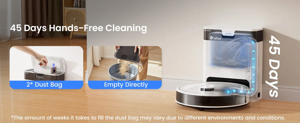 Lefant M2 Pro Robot Vacuum with Mop,Self-Emptying, 6000Pa , DTOF Laser Navigation, PSD Obstacle Avoidance, Wi-fi/Alexa Control
