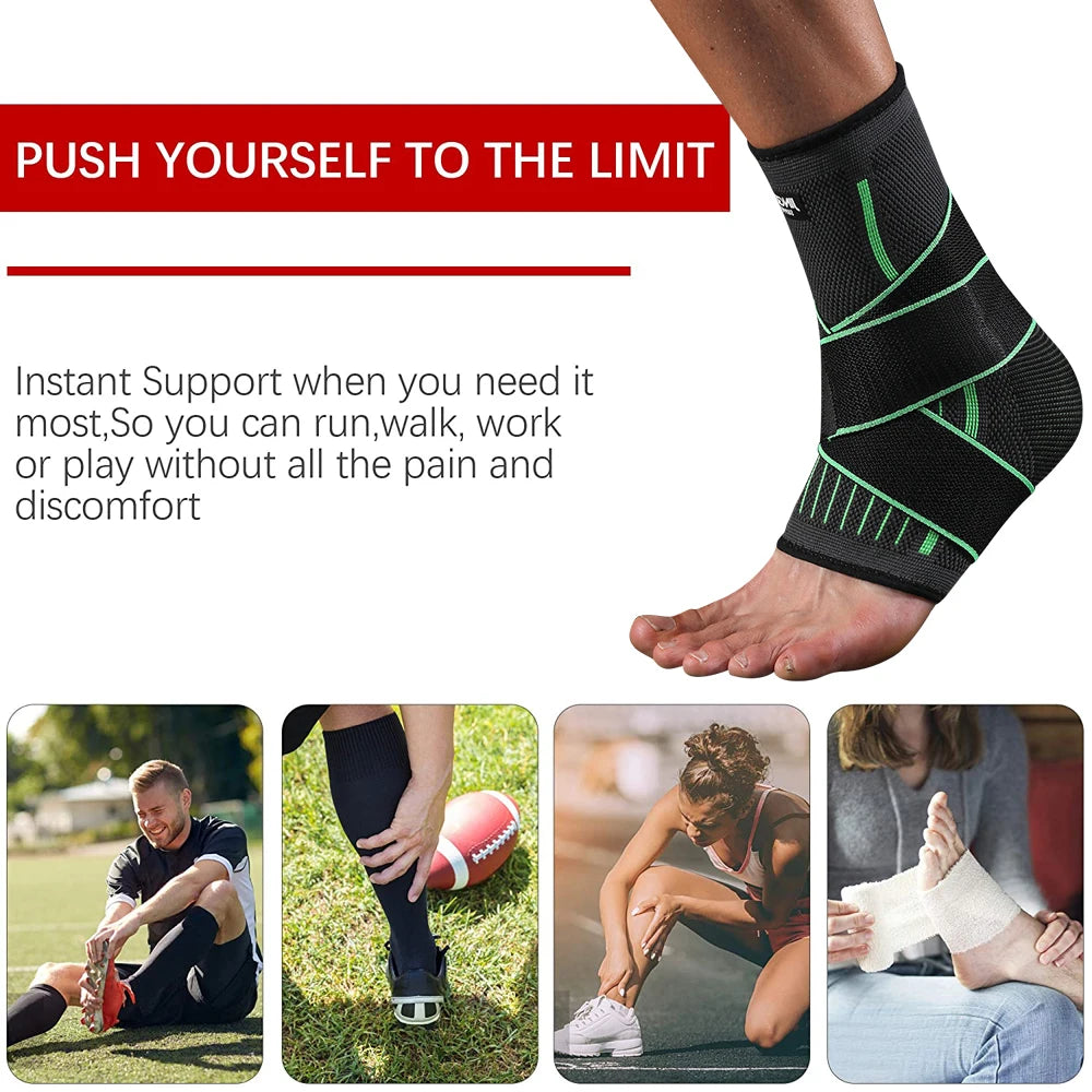 1 Pcs Ankle Brace Compression Sleeve, Adjustable Ankle Support Strap for Sprained, Plantar Fasciitis, Injury Recovery, Running
