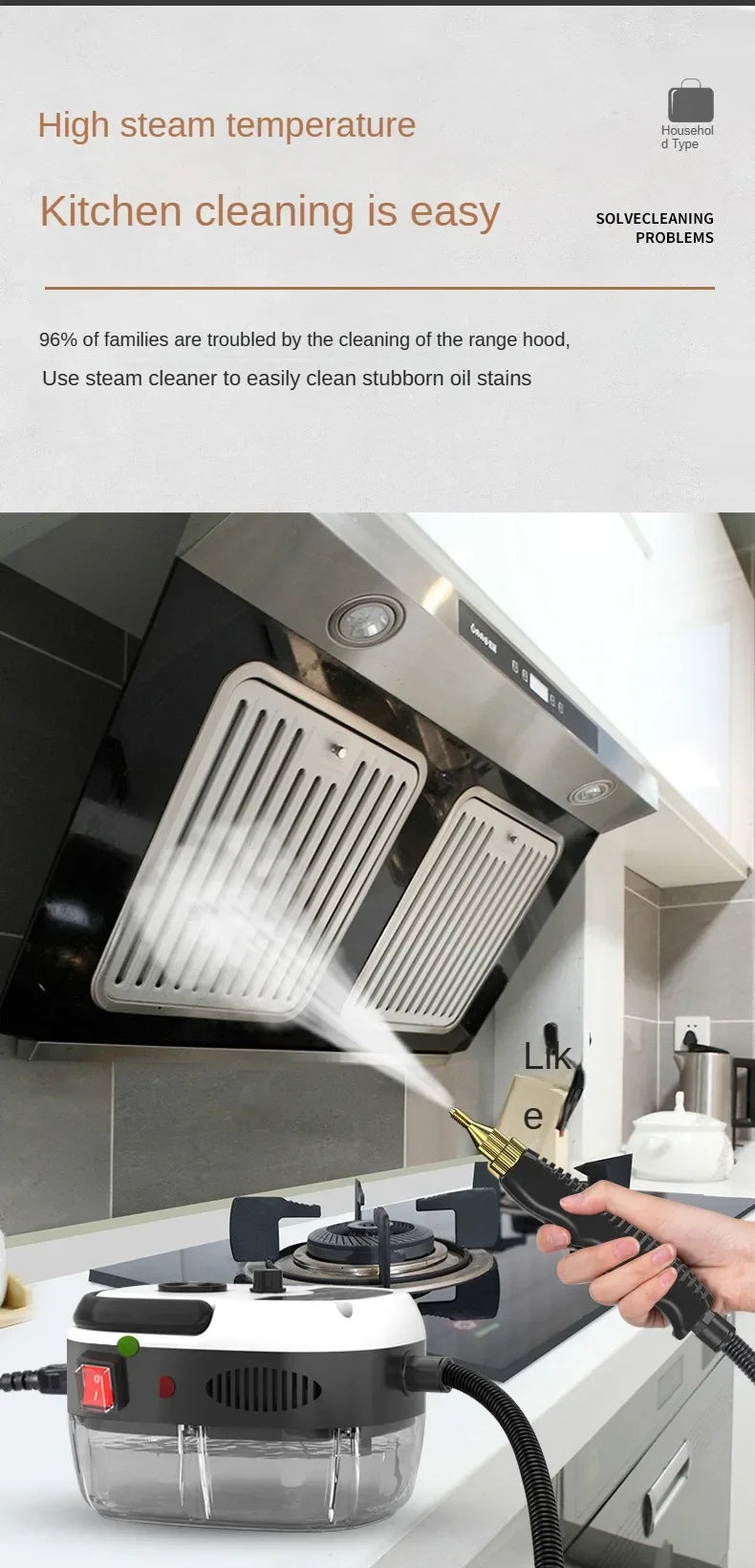 High Pressure Steam Cleaner for Home Kitchen 2500W Handheld Cleaning Machine Steam Cleaner for Car Auto