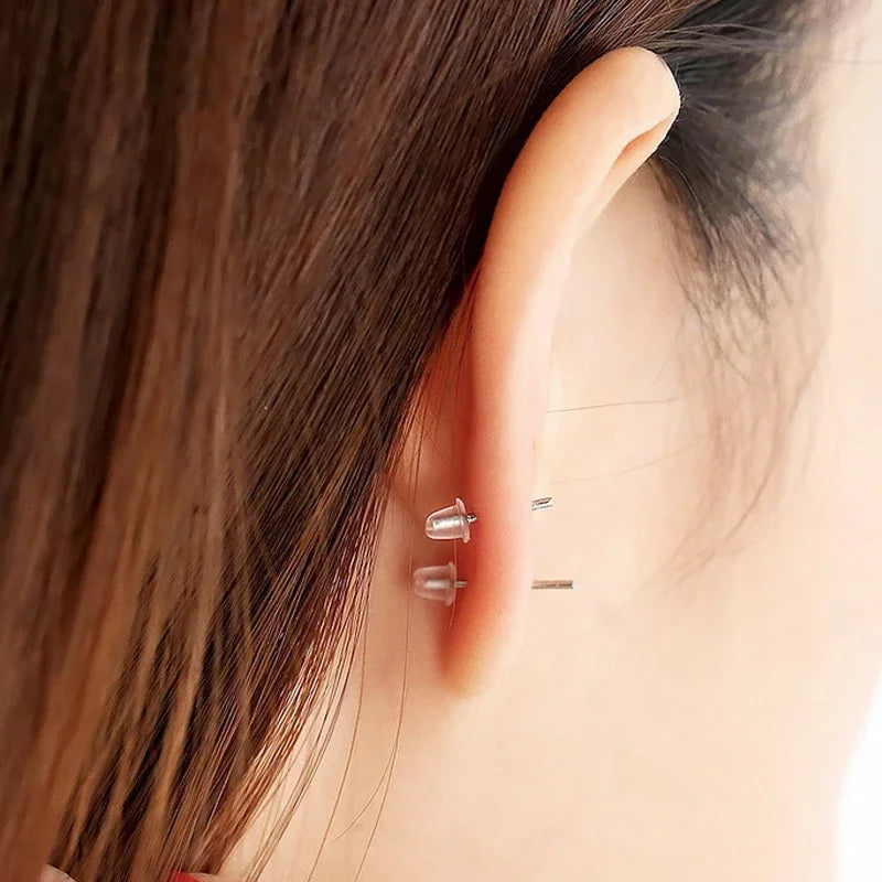 500pcs with Box Soft Rubber Ear Plugs transparent Earring Back Stopper Studs for Stud Earrings DIY Silicone Plug Back 2035