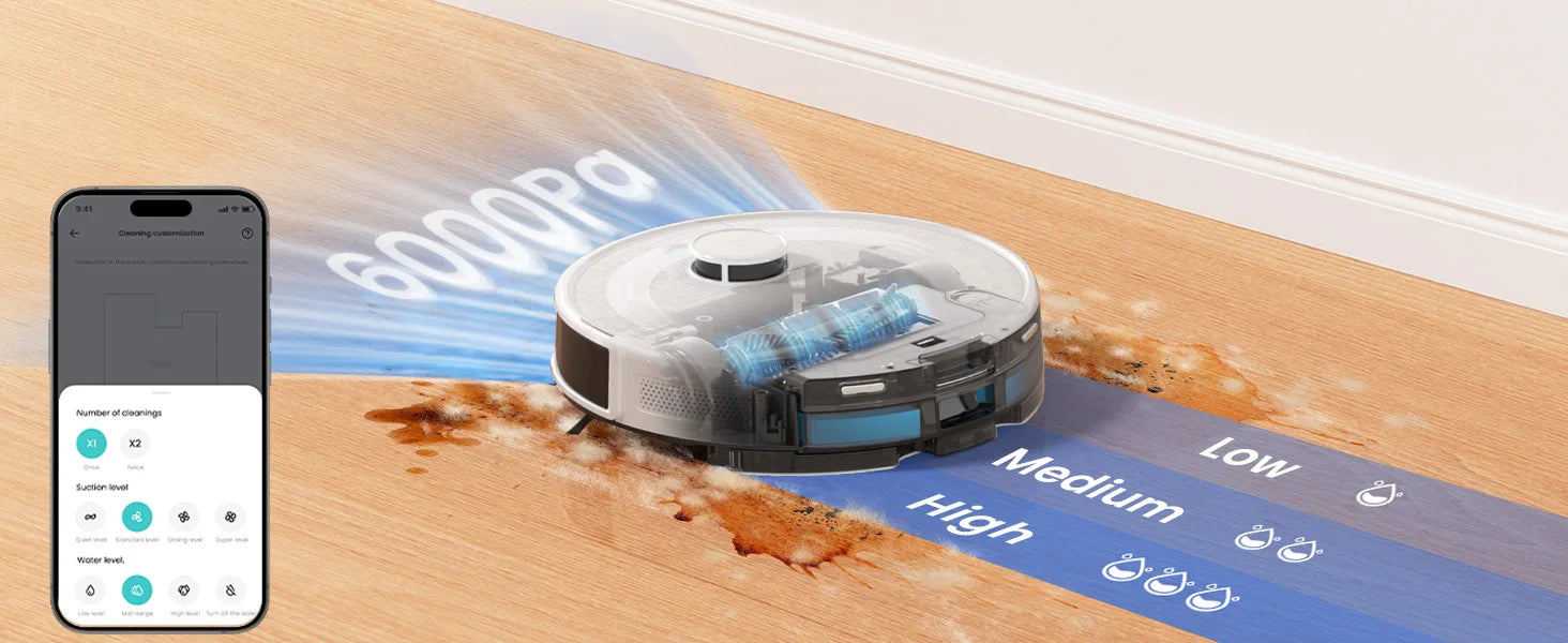 Lefant M2 Pro Robot Vacuum with Mop,Self-Emptying, 6000Pa , DTOF Laser Navigation, PSD Obstacle Avoidance, Wi-fi/Alexa Control