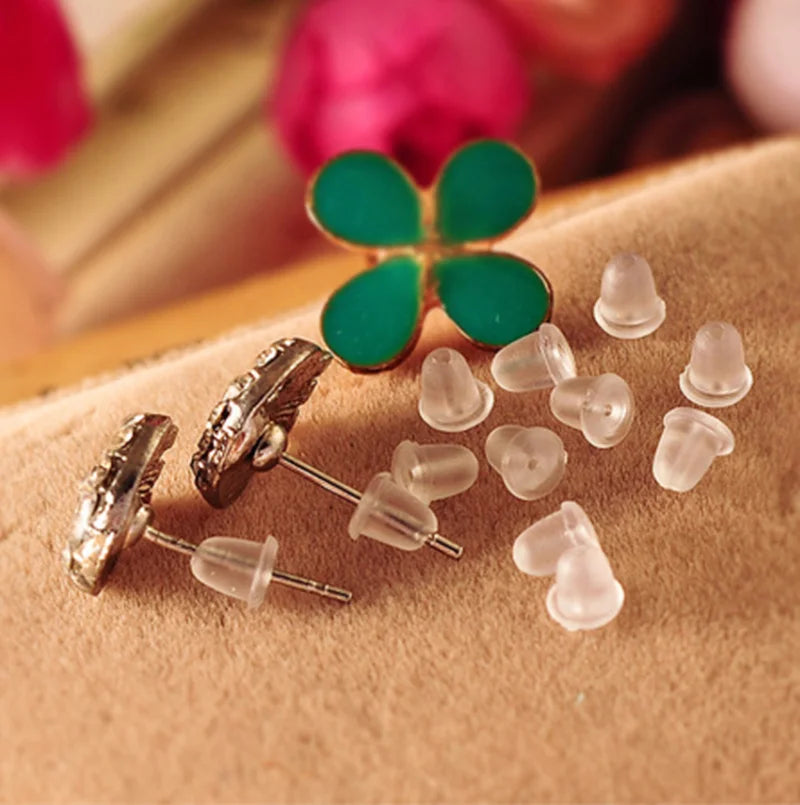 500pcs with Box Soft Rubber Ear Plugs transparent Earring Back Stopper Studs for Stud Earrings DIY Silicone Plug Back 2035