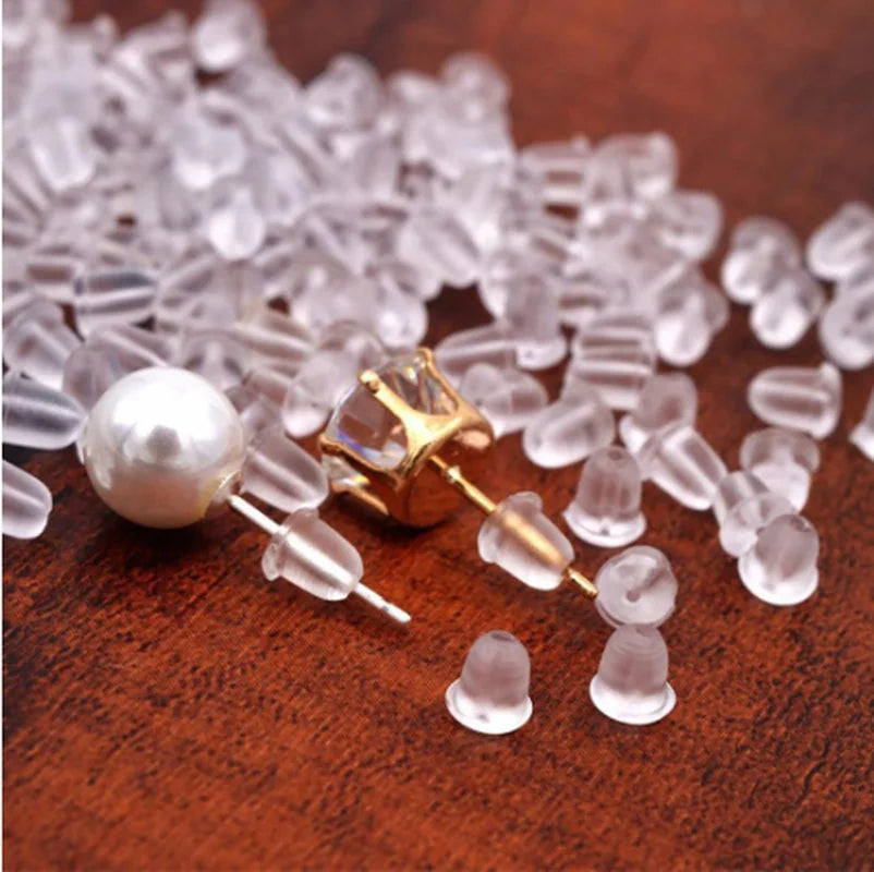 500pcs with Box Soft Rubber Ear Plugs transparent Earring Back Stopper Studs for Stud Earrings DIY Silicone Plug Back 2035