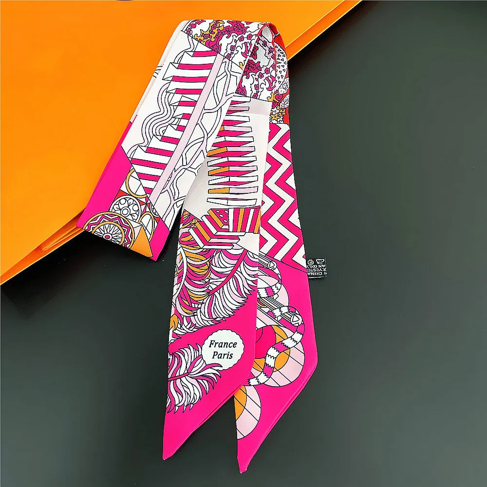 Gorgeous Saddle Print Summer Scarf 2023 Brand Design Women Skinny Bag Scarves Hair Band Neck Silk Scarf Ladies Foulard Headband