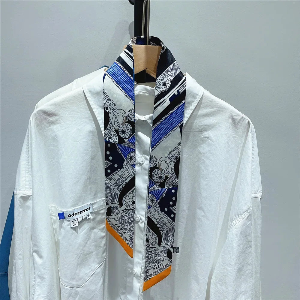 Gorgeous Saddle Print Summer Scarf 2023 Brand Design Women Skinny Bag Scarves Hair Band Neck Silk Scarf Ladies Foulard Headband