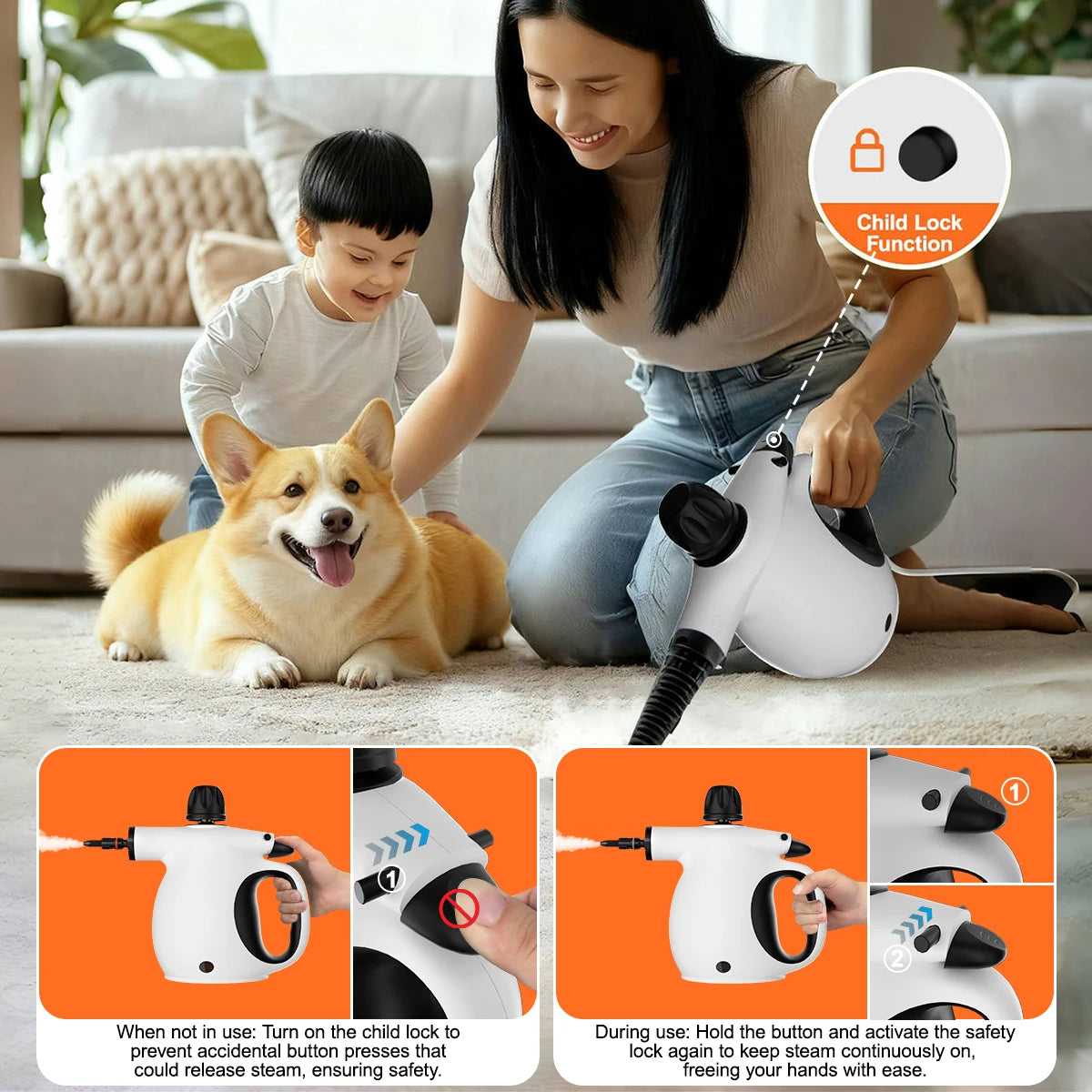 Household steam cleaners portable handheld kitchen range hood degreasers multi-surface bathroom floor, glass and car cleaners