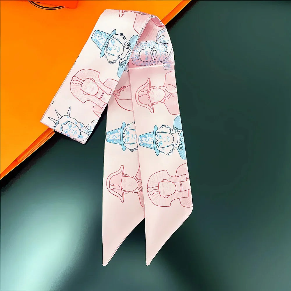 Gorgeous Saddle Print Summer Scarf 2023 Brand Design Women Skinny Bag Scarves Hair Band Neck Silk Scarf Ladies Foulard Headband