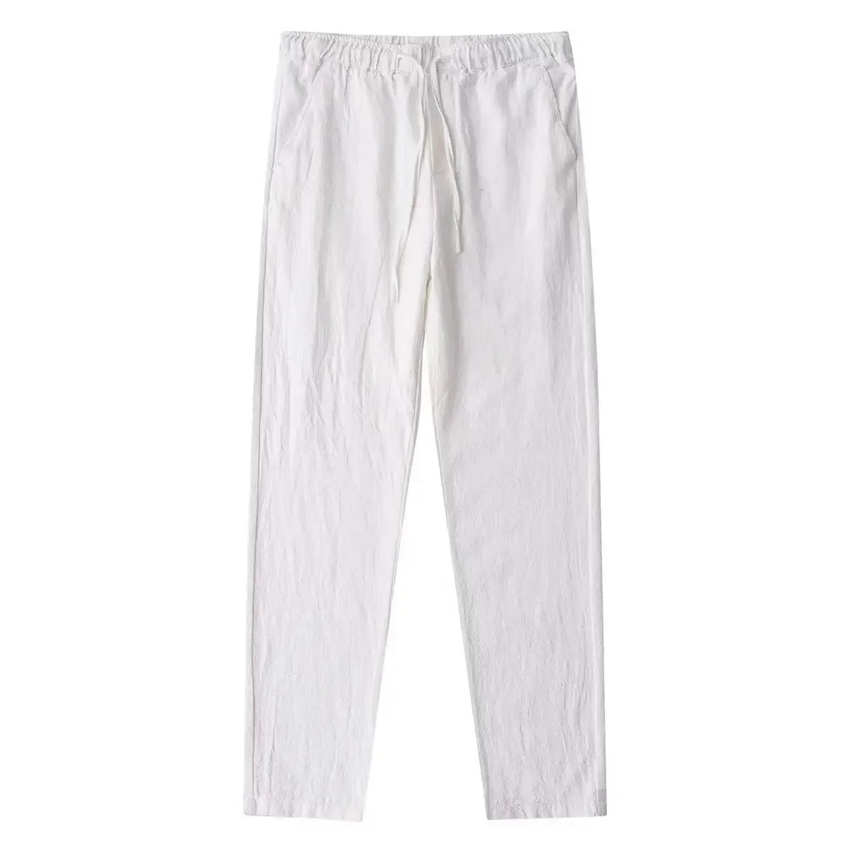 Men's Cotton Linen Pants Male Autumn New Breathable Solid Color Linen Trousers Fitness Streetwear Back With Pocket