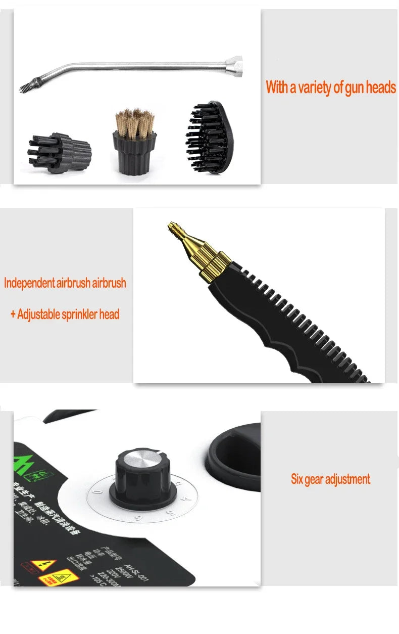 High Pressure Steam Cleaner for Home Kitchen 2500W Handheld Cleaning Machine Steam Cleaner for Car Auto
