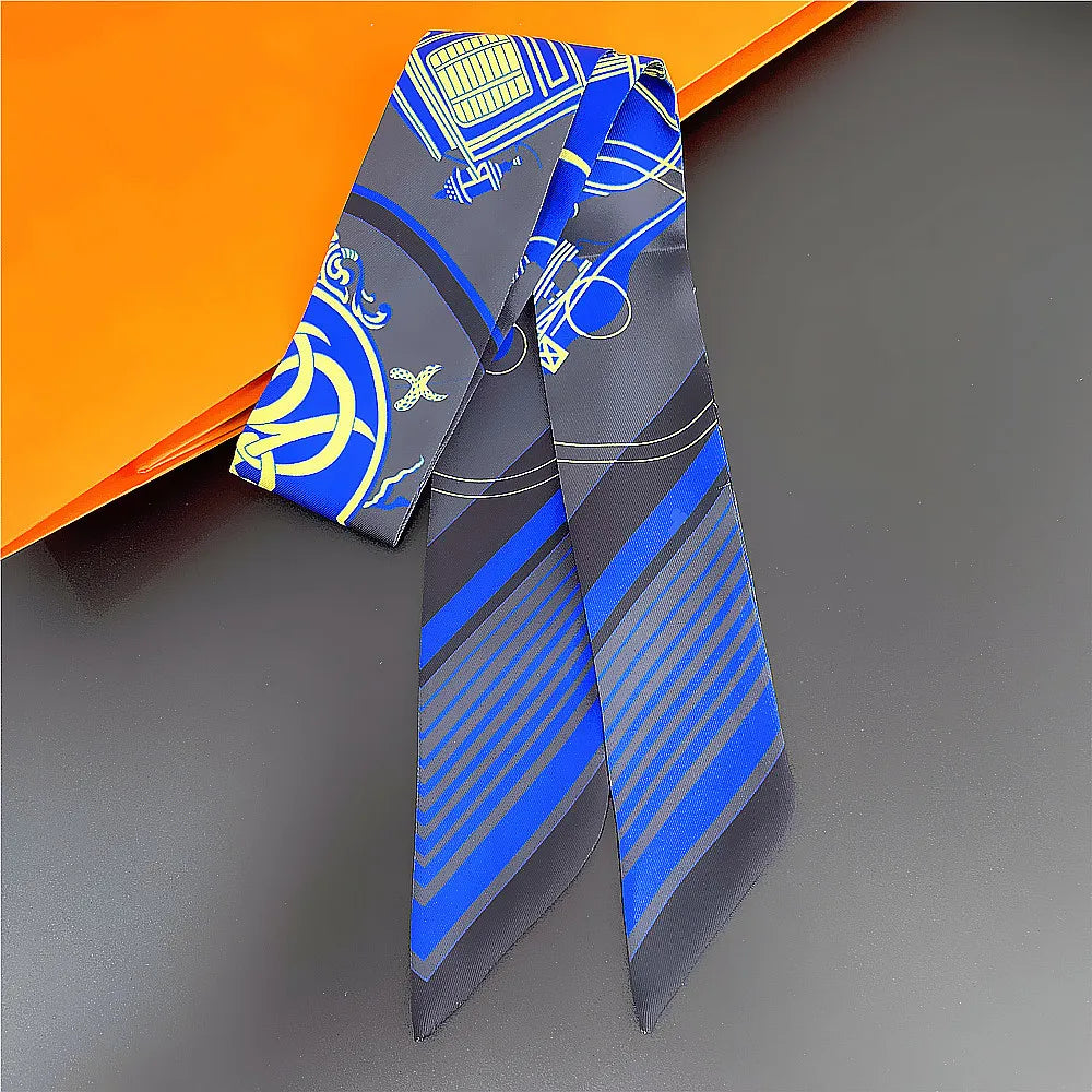 Gorgeous Saddle Print Summer Scarf 2023 Brand Design Women Skinny Bag Scarves Hair Band Neck Silk Scarf Ladies Foulard Headband