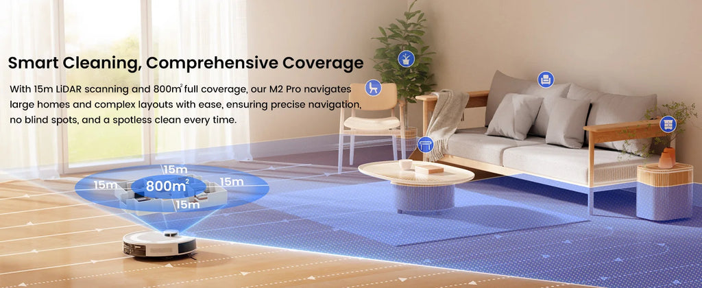 Lefant M2 Pro Robot Vacuum with Mop,Self-Emptying, 6000Pa , DTOF Laser Navigation, PSD Obstacle Avoidance, Wi-fi/Alexa Control
