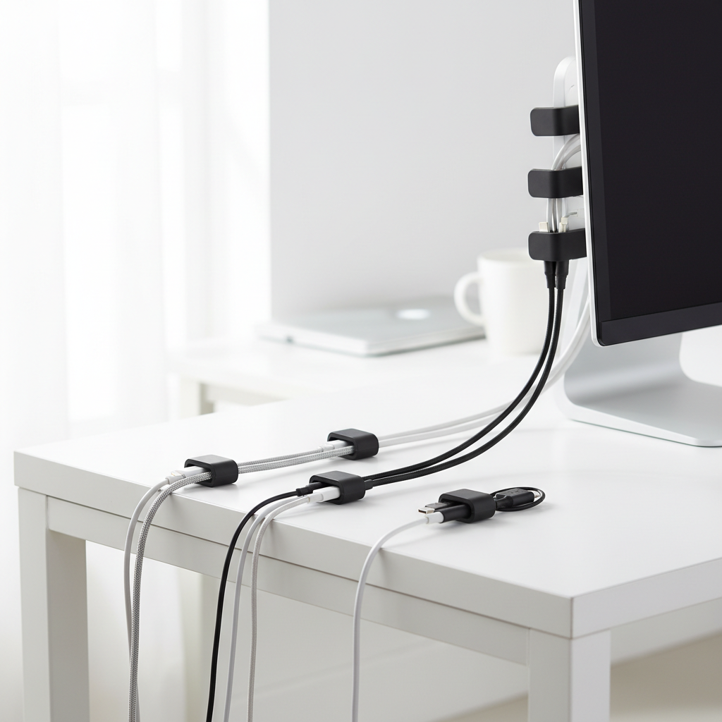 Magnetic Cable Organizer Clips — Set of 6