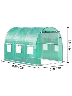SucceBuy Walk-in Tunnel Greenhouse Galvanized Frame & Waterproof Cover 15x7x7/10x7x7/20x10x7/12x7x7 ft Greenhouses & Cold Frames
