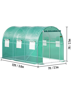 SucceBuy Walk-in Tunnel Greenhouse Galvanized Frame & Waterproof Cover 15x7x7/10x7x7/20x10x7/12x7x7 ft Greenhouses & Cold Frames