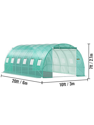 SucceBuy Walk-in Tunnel Greenhouse Galvanized Frame & Waterproof Cover 15x7x7/10x7x7/20x10x7/12x7x7 ft Greenhouses & Cold Frames